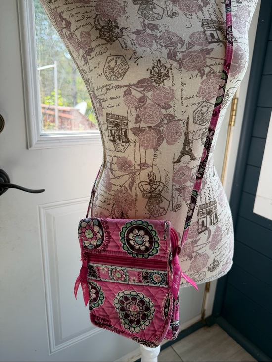 Vera Bradley Handbags - Vera Bradley Pink Quilted Crossbody Bag with Decorative Medallion Pattern